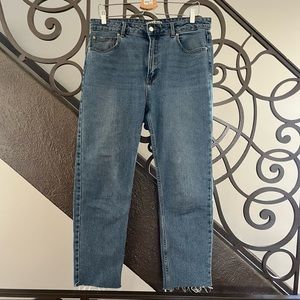 Denim Co Cropped Ankle High Rise Fitted Mom Jeans